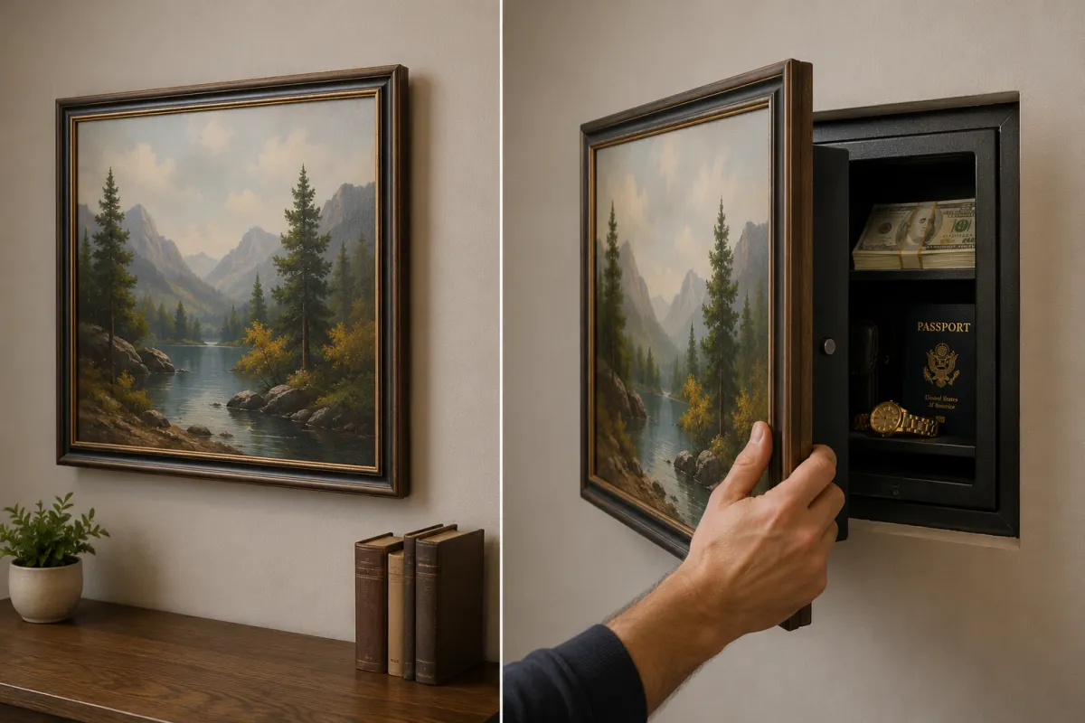 A Wall Safe Behind a Painting