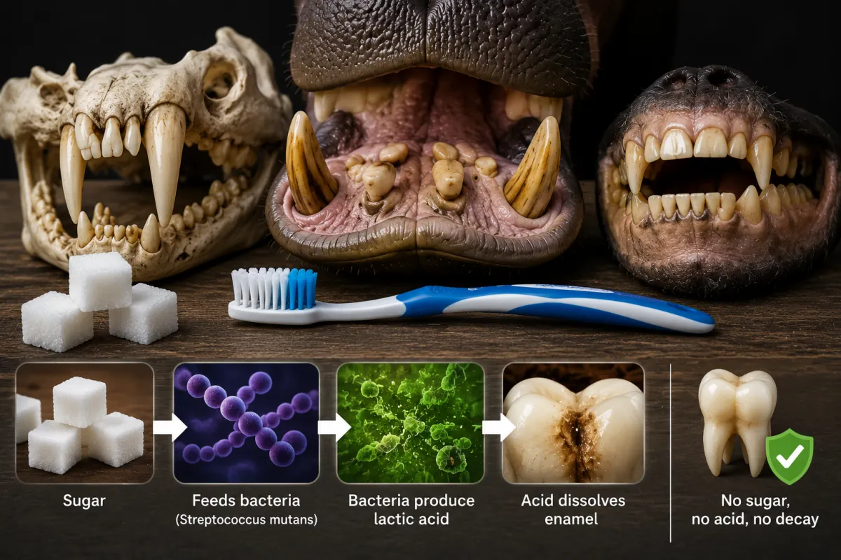 Why Animals Never Brush Their Teeth, But Humans Can't Afford to Skip It