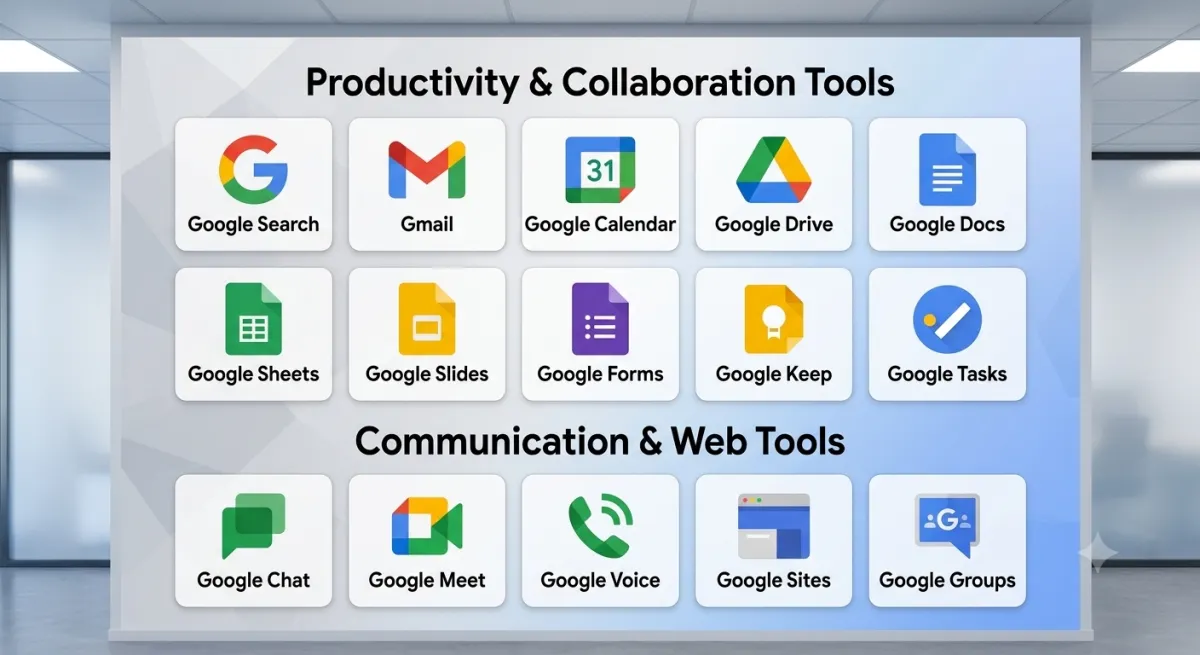 Productivity & Collaboration Tools in Google services