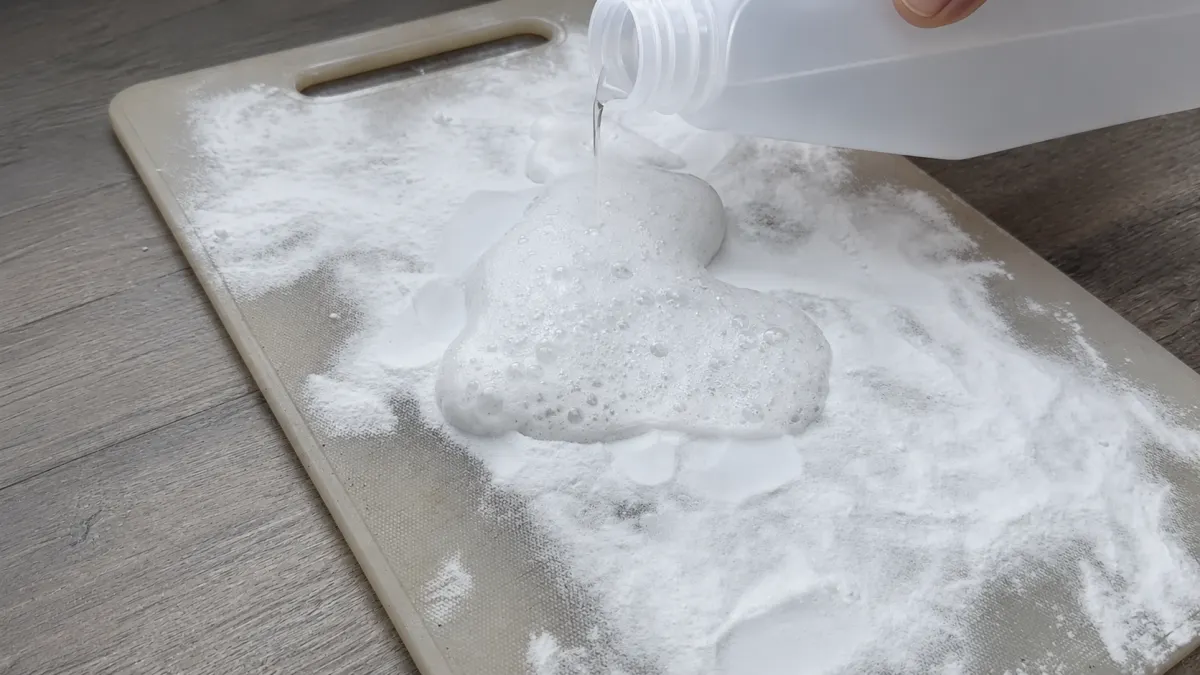 Deep-Cleaning a Cutting Board with Baking Soda and Vinegar