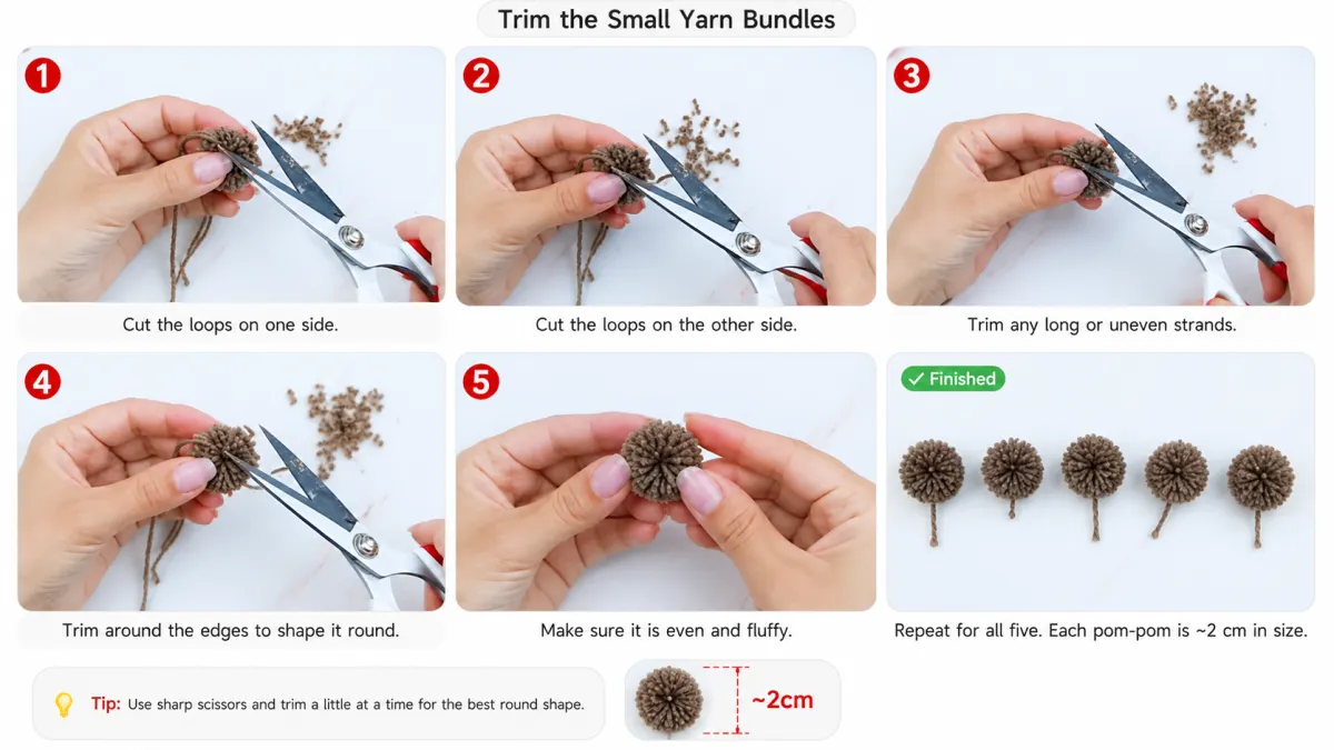 Step 15: Trim the Small Yarn Bundles