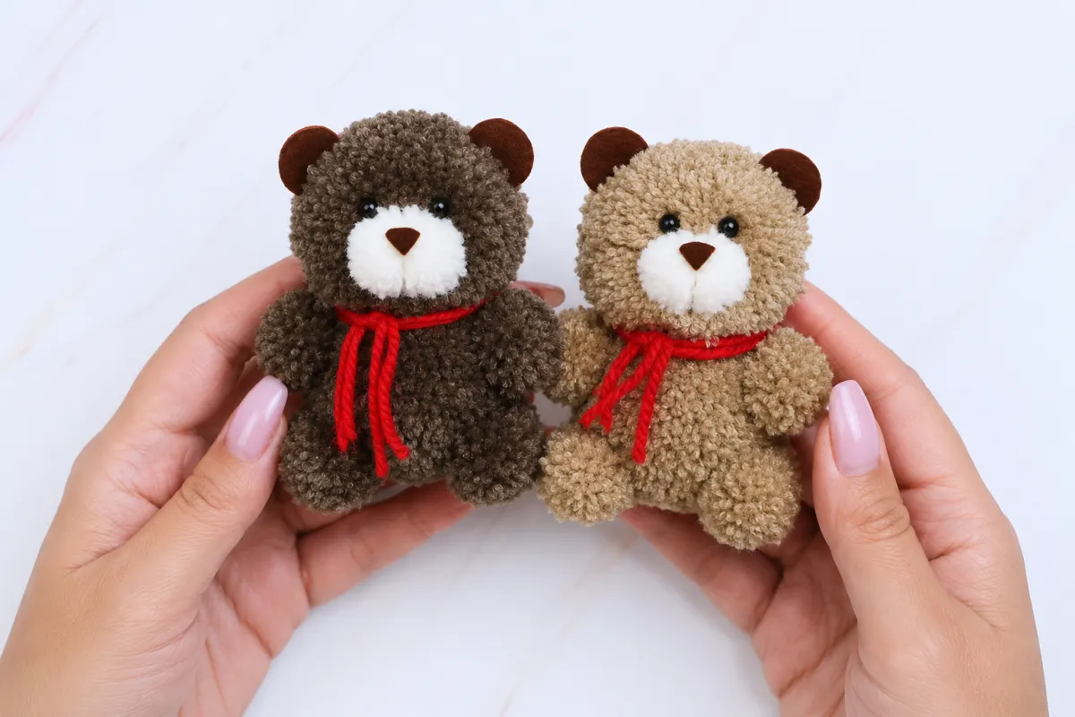 How to Make a Cute Pom-Pom Teddy Bear in 24 Easy Steps | DIY Bear Tutorial