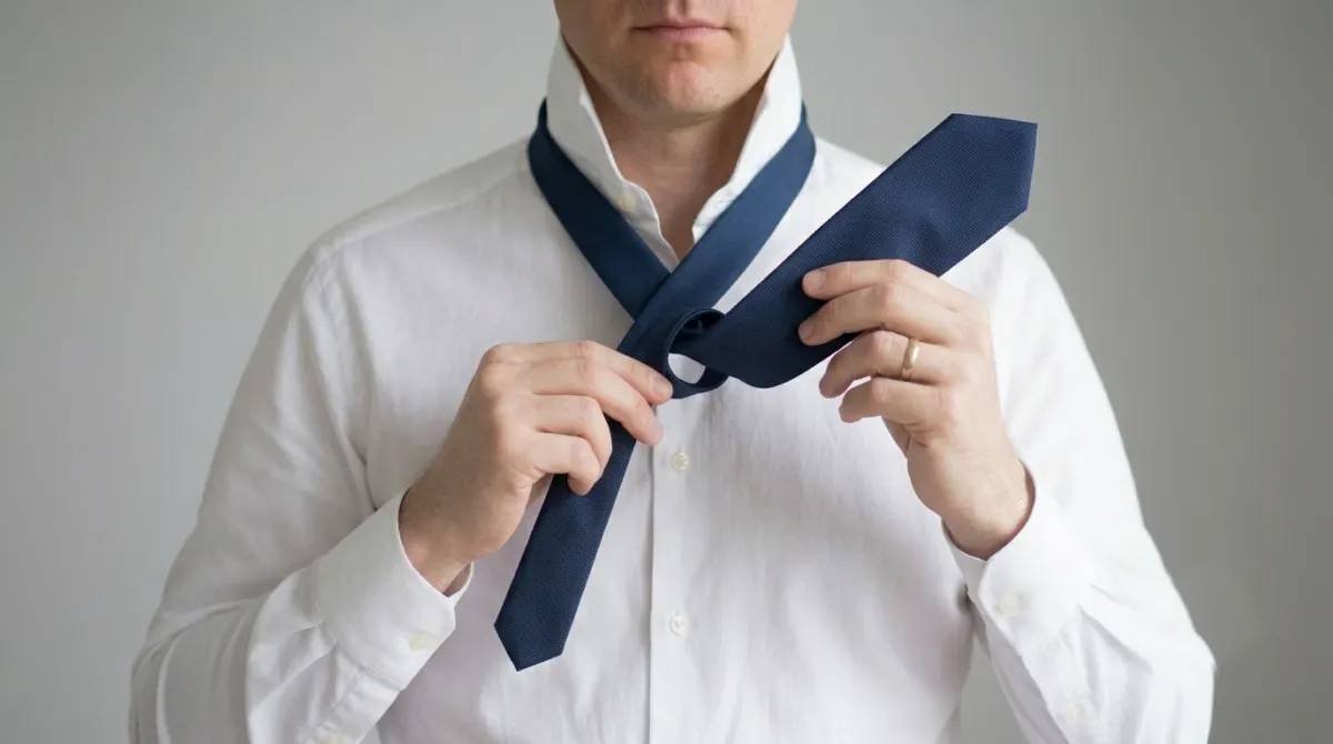 Step 3: Bring the Wide End Up Through the Neck Loop