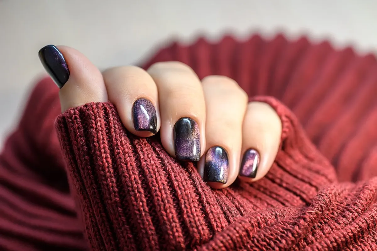 purple Cat Eye Nail