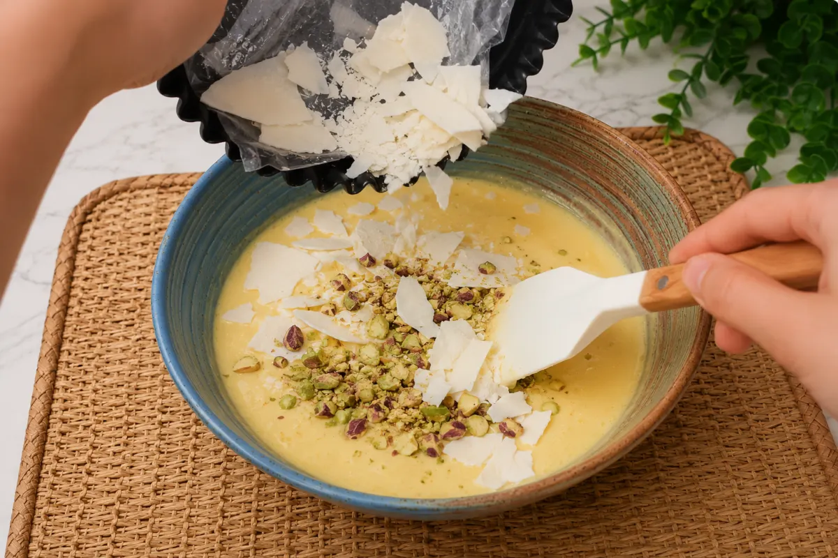 Step 9: Add the Cream and Pistachios