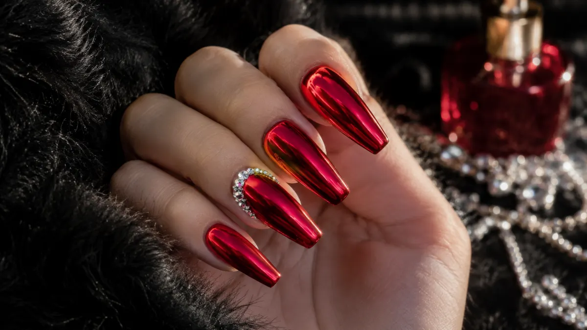 Ruby Red Mirror Nails That Turn Heads