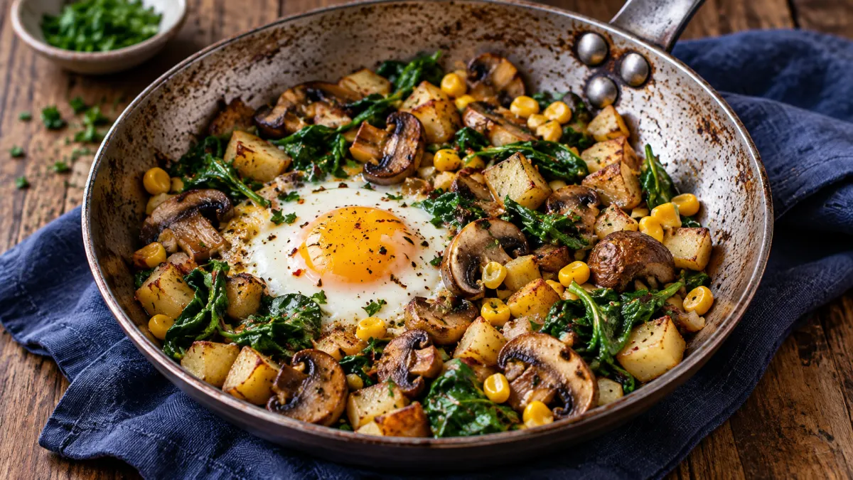 Mushroom and Corn Egg Skillet