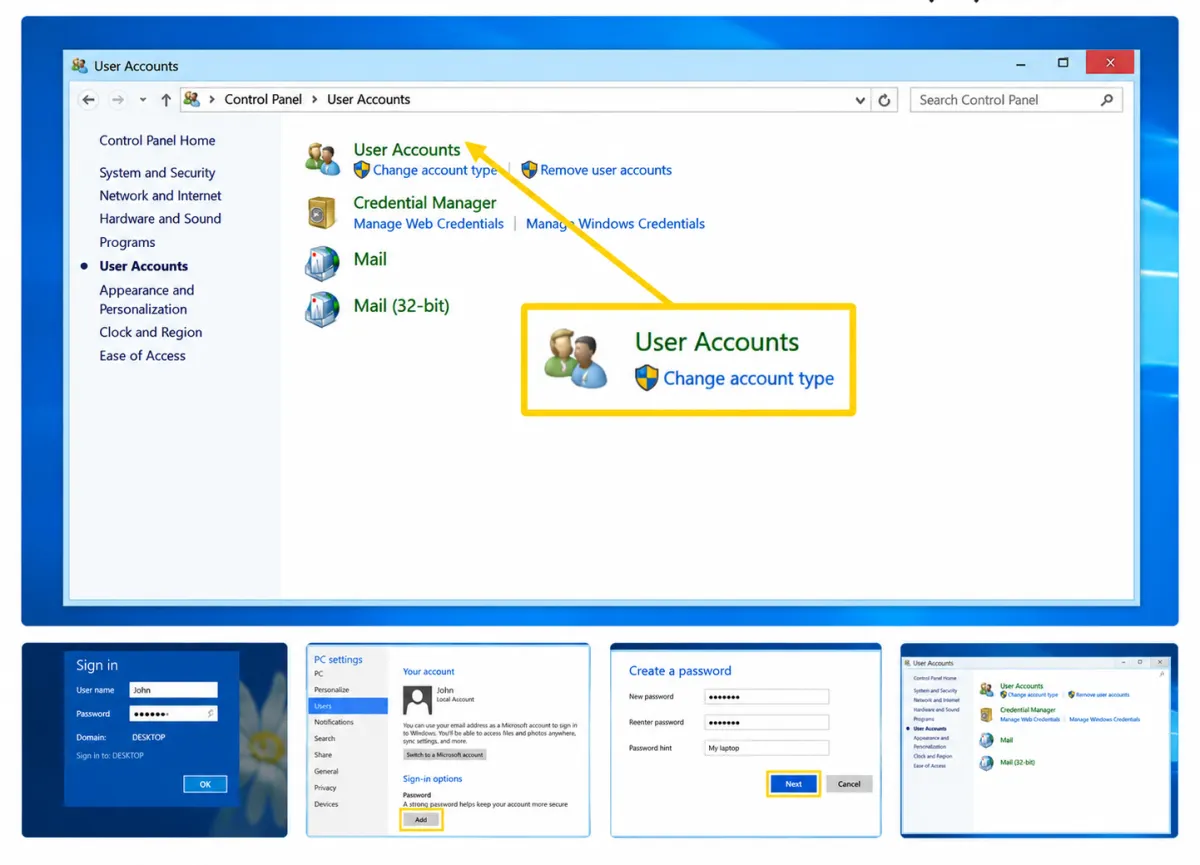 How to Set a Password on Windows 8