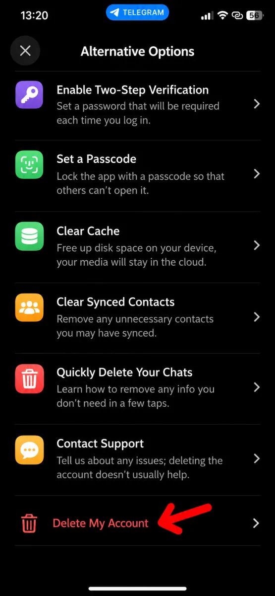 How to Delete a Telegram Account From the iPhone App