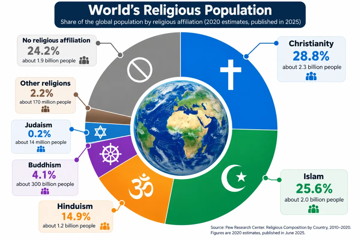 Global Religious Population by Percentage