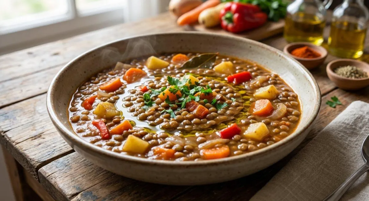 Spanish Lentil and Tomato Breakfast Stew