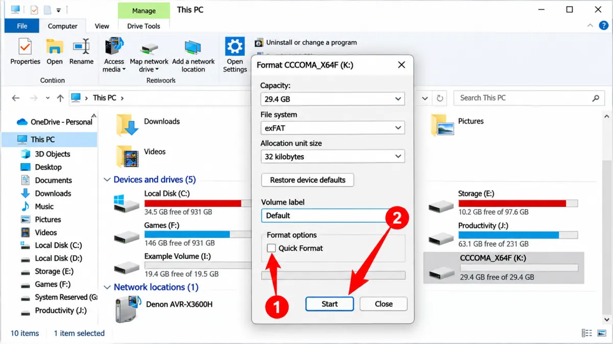 Method 1: Perform a Full Format on a Drive