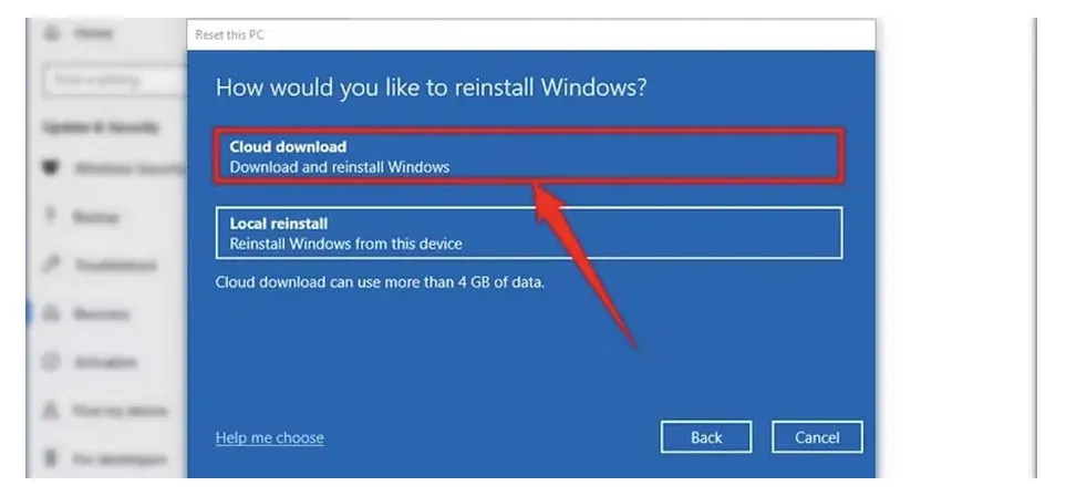 Choose How to Reinstall Windows