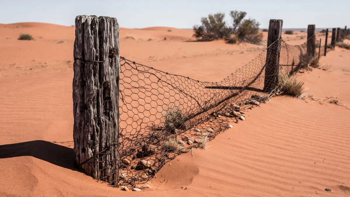 Historic Rabbit Proof Fence Across Australian Outback