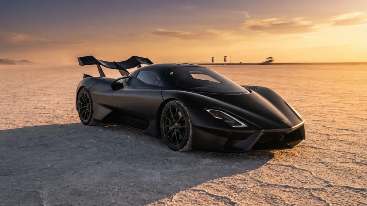 SSC Tuatara Hypercar on Desert Runway Salt Flats