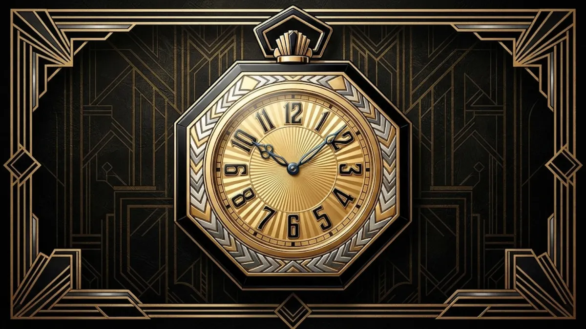 Art Deco Symmetrical Sunburst Gold Pocket Watch