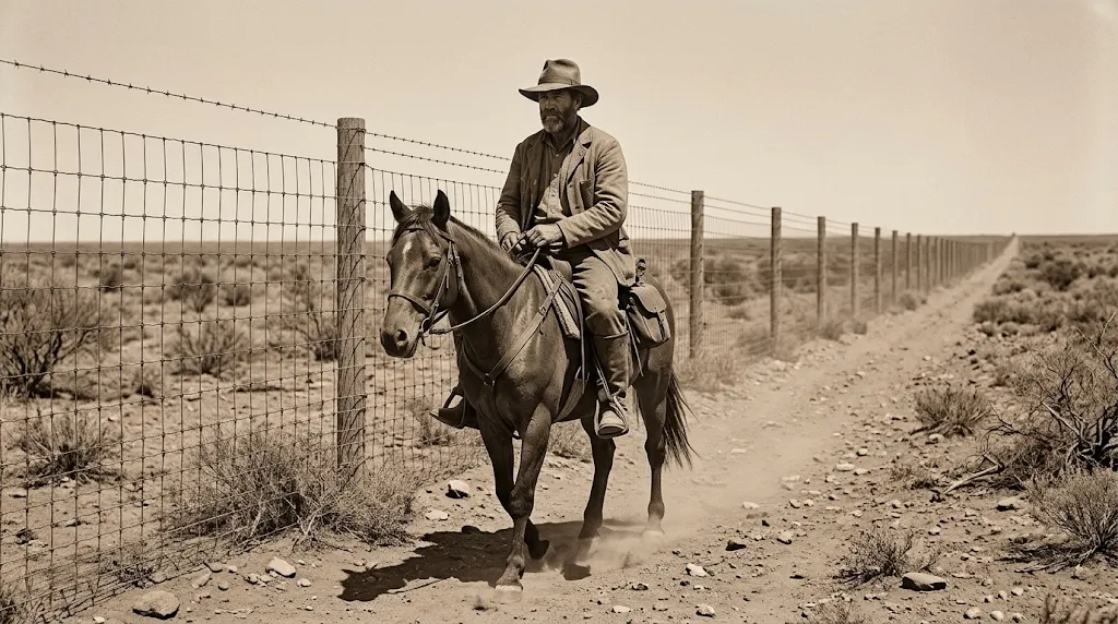 Boundary rider inspecting the Western Australia rabbit-proof barrier fence