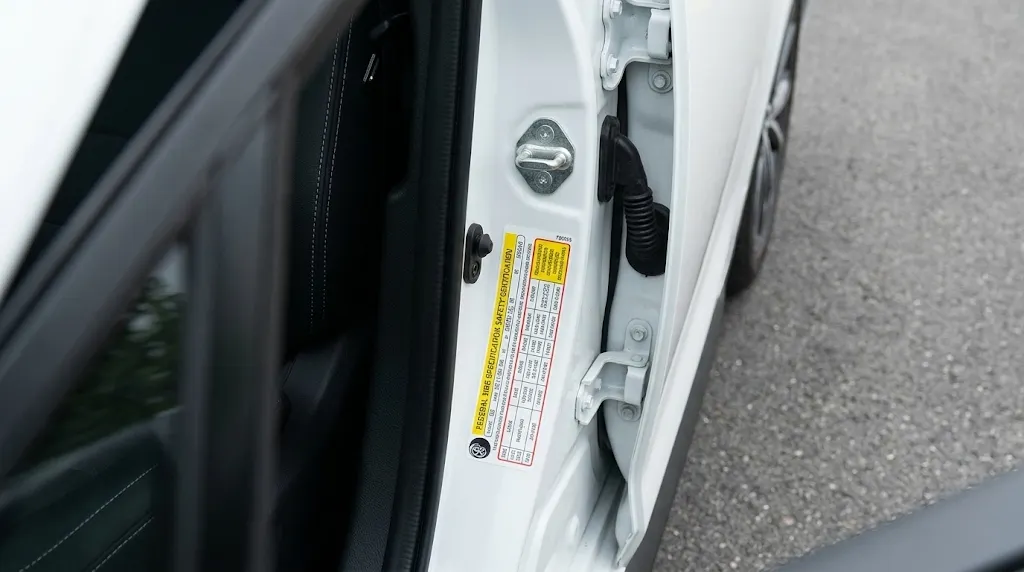 Vehicle Door Jamb Tire Placard