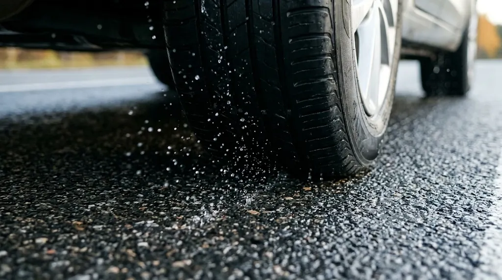 Wet Road Tire Tread Contact