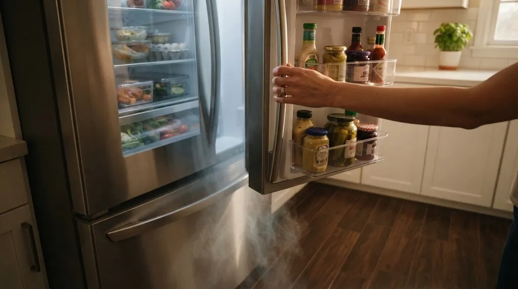Cold Air Spilling from Open Fridge Door