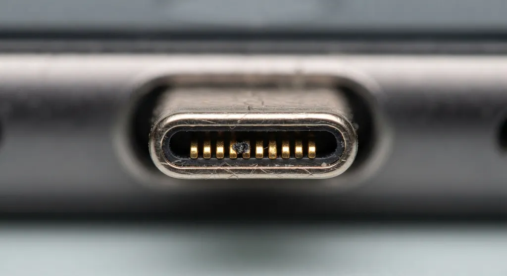 Macro View of Charging Connector Gold Pins