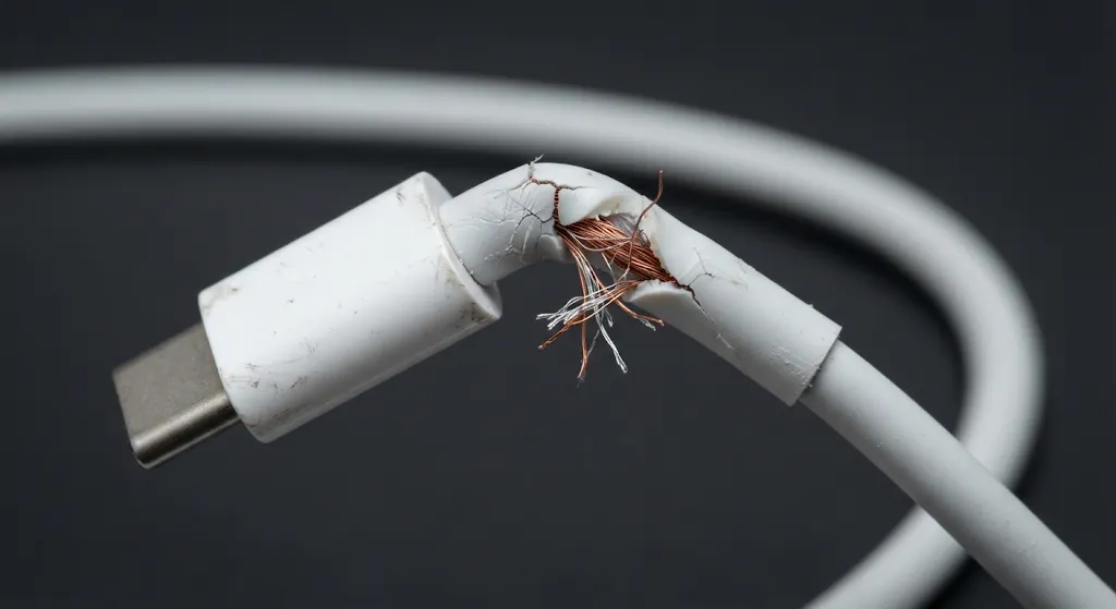 Bent and Frayed Charging Cable Neck