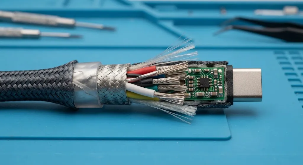 Cutaway Cross Section of Braided Cable