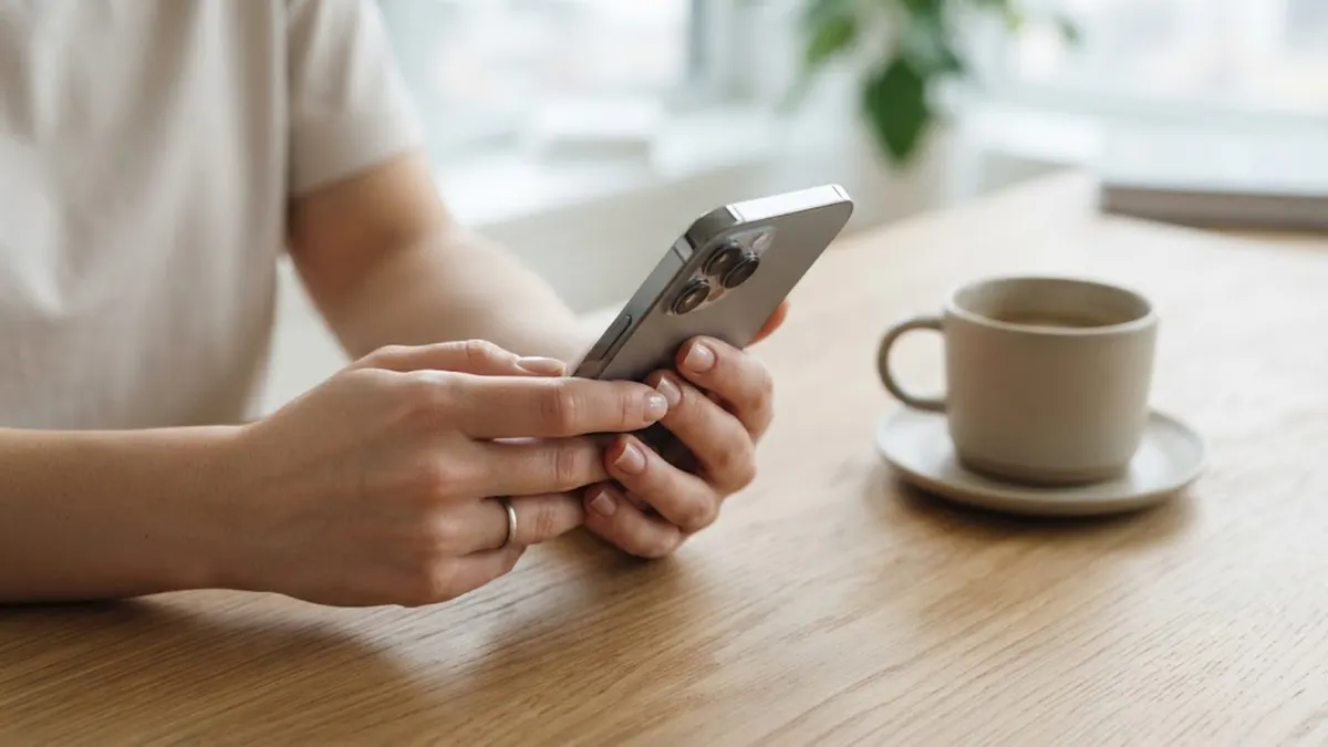 Checking smartphone battery health on clean desk