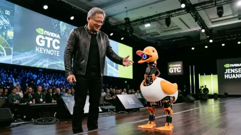 Jensen Huang Commanded His New AI Duck Robots to Do a Somersault on Stage and Chaos Ensued