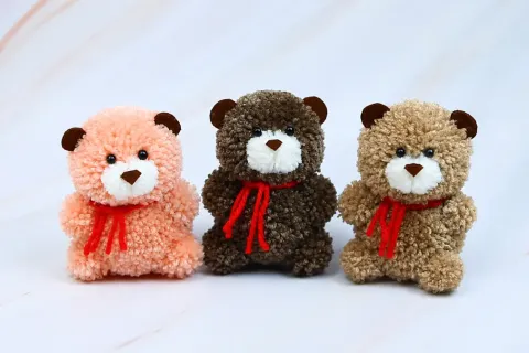 How to Make a Cute Pom-Pom Teddy Bear in 24 Easy Steps | DIY Bear Tutorial