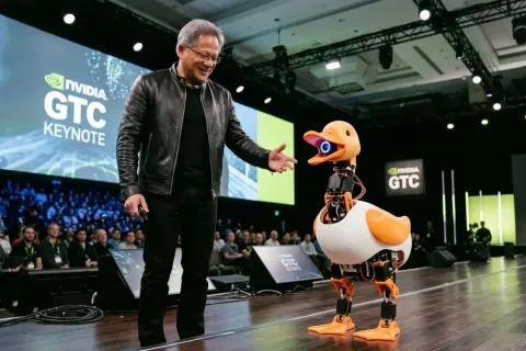 Jensen Huang Commanded His New AI Duck Robots to Do a Somersault on Stage and Chaos Ensued