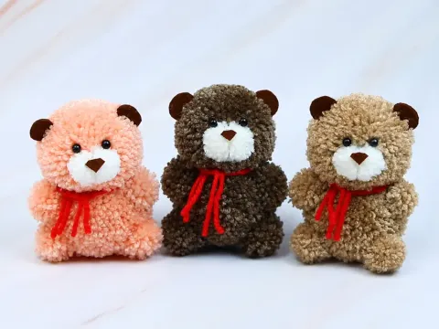 How to Make a Cute Pom-Pom Teddy Bear in 24 Easy Steps | DIY Bear Tutorial